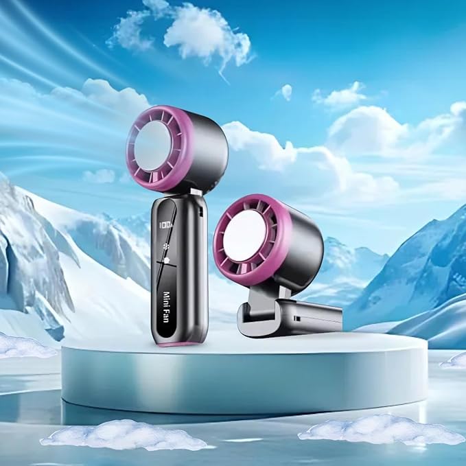 Portable Mini Ac with Touch Control, 5 Speed Modes, 3000mAh Battery, Type-C Charging, Power Display, Turbo fan Blade, Up to 12 Hours Cooling, USB Rechargeable